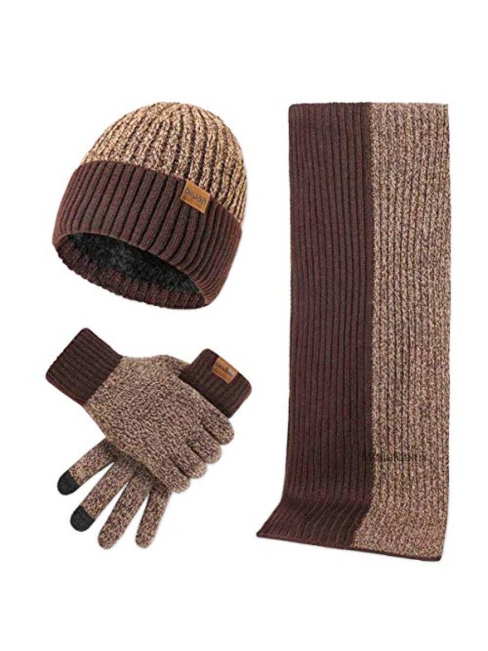 Women's Winter 3-in-1 Set: Knit Beanie Hat, Long Scarf & Touch Screen Gloves,